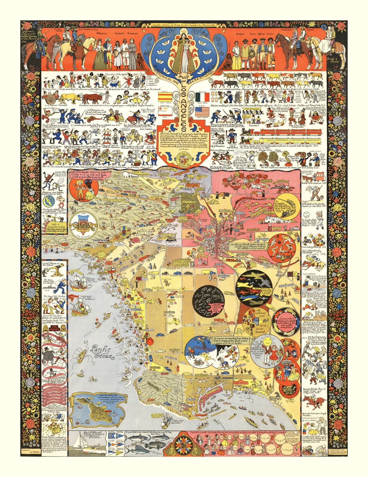 Vintage Map of Los Angeles, California 2012