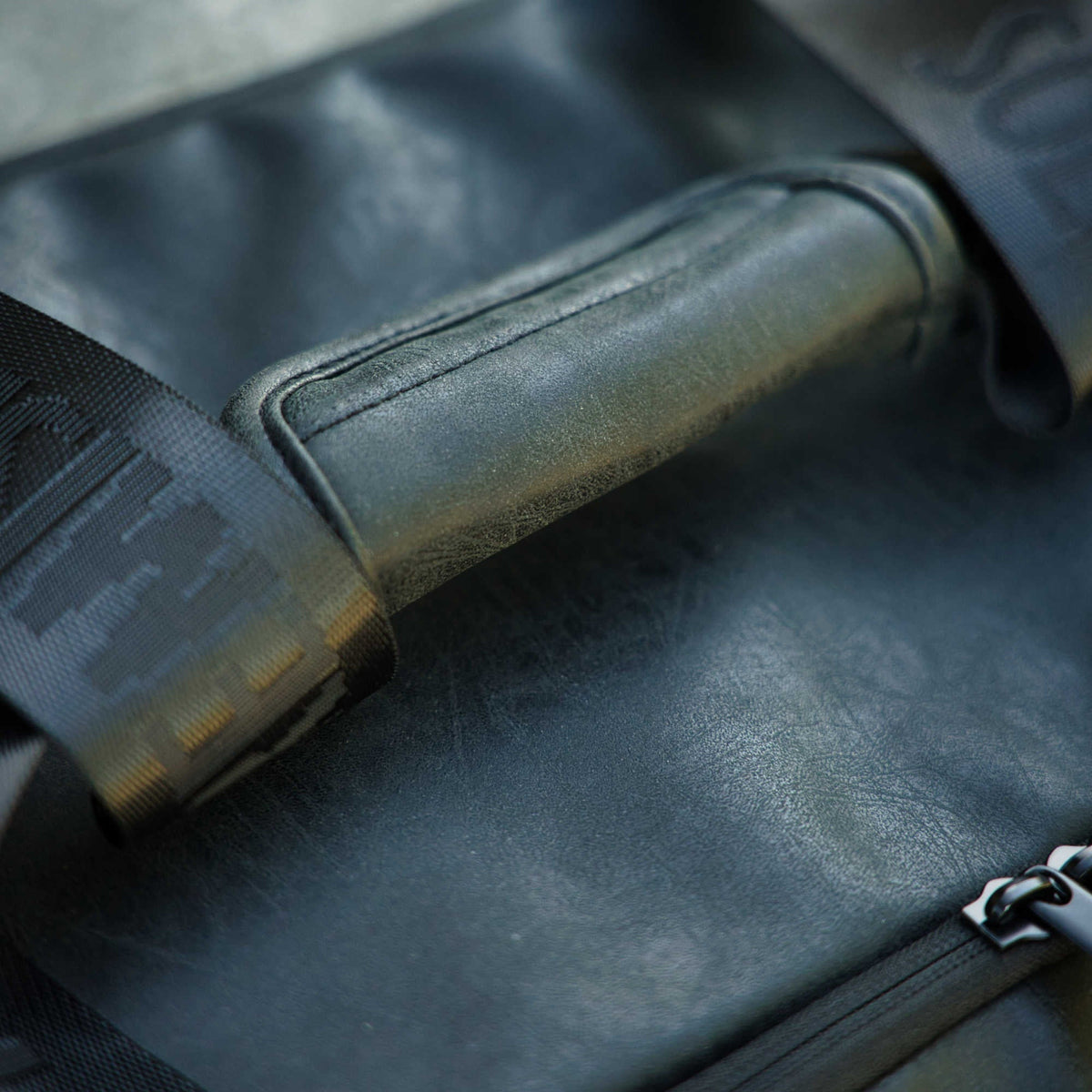 Black Leather Sneaker Duffel Bag with Removable Dividers
