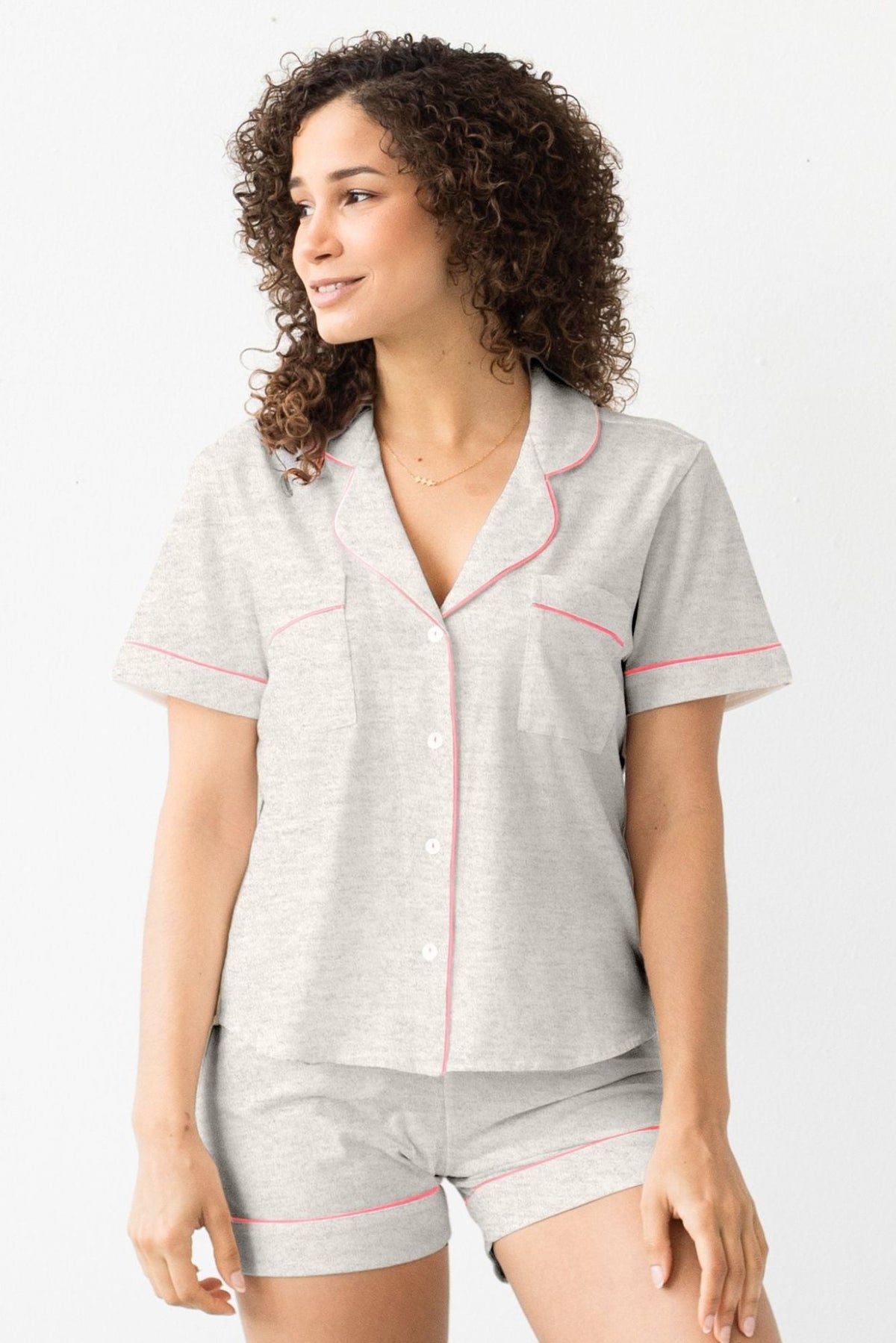 Pyjama court de luxe classique en coton Pima brossé