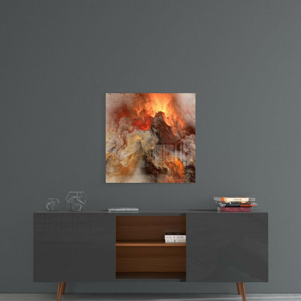 Art mural abstrait en verre Golden Chaos