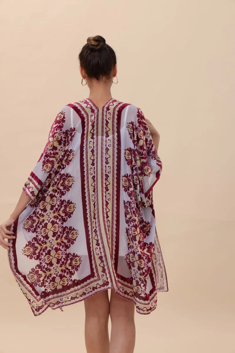 Velvet & Sheer Rose Kimono