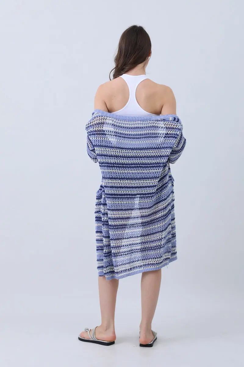 Nautical Blue Stripe Lightweight Cardigan