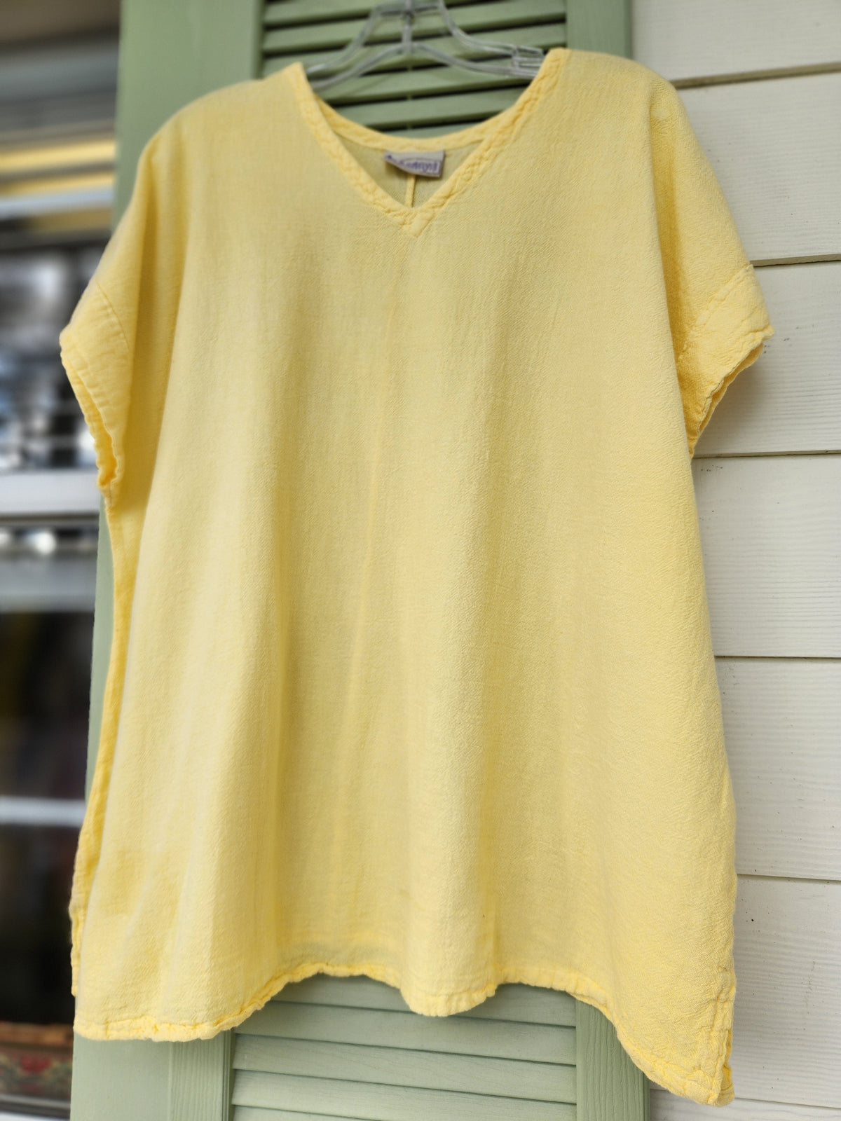 Carla Cotton Gauze Cap-Sleeve V-Neck Top
