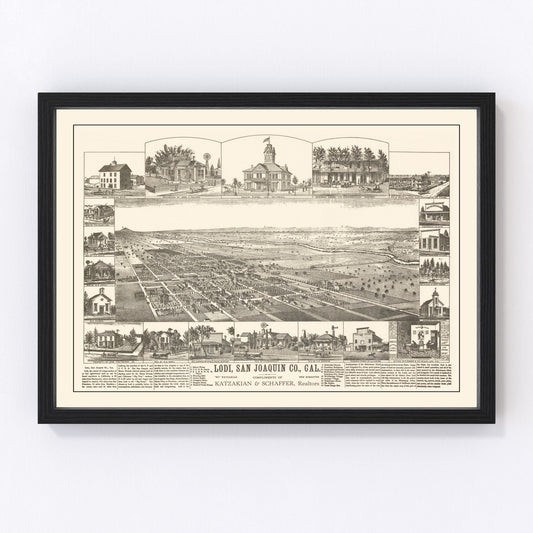 Carte ancienne de Lodi, Californie, 1870