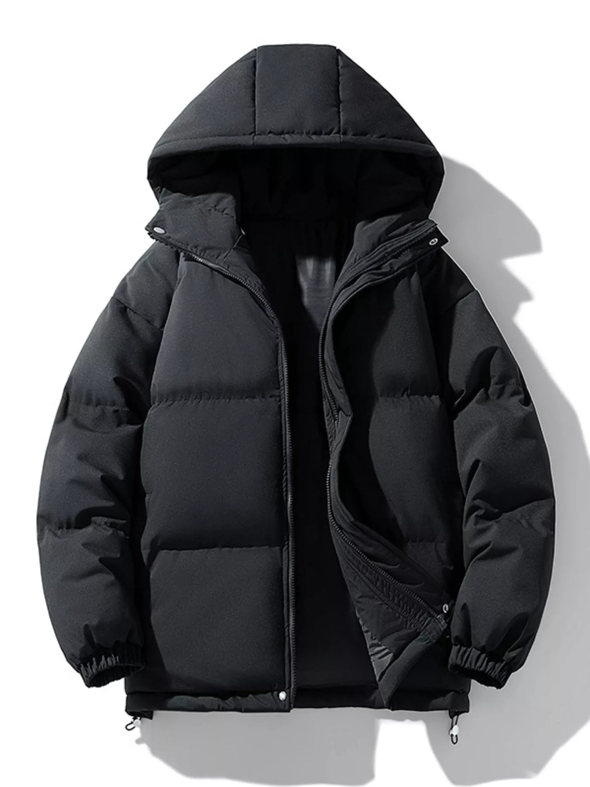 Doudoune à capuche grande taille pour homme avec ourlet à cordon de serrage