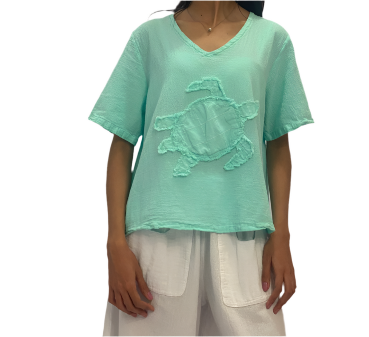 Women's Cotton Gauze Turtle Design Top
