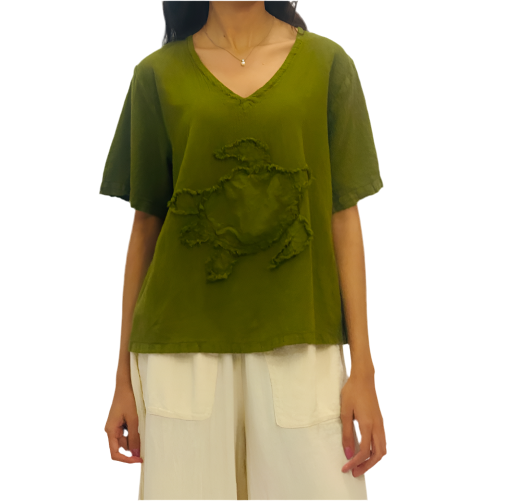 Women's Cotton Gauze Turtle Design Top