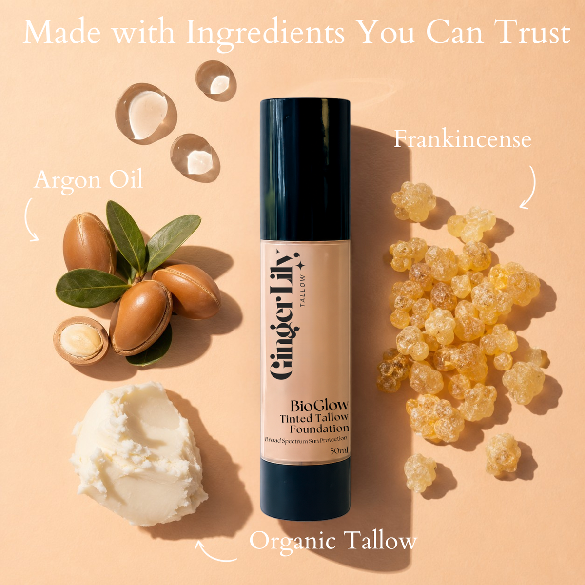 Fond de teint au suif teinté BioGlow - Hydratant avec protection solaire minérale