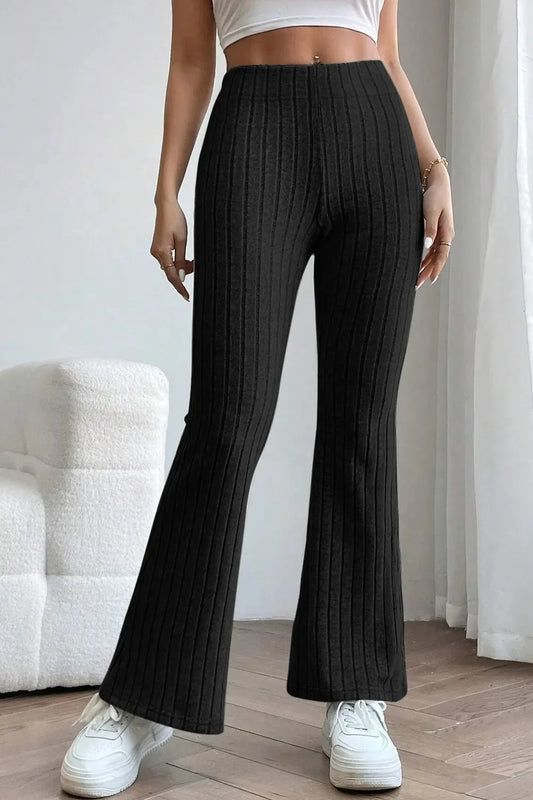 Pantalon évasé côtelé taille haute Basic Bae