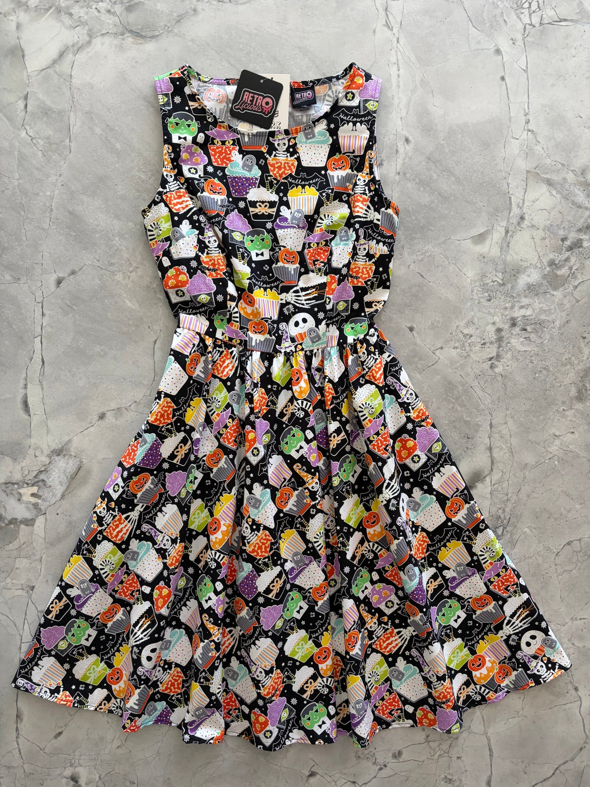Glow-in-the-Dark Halloween Cupcake Cotton Vintage-Style Dress