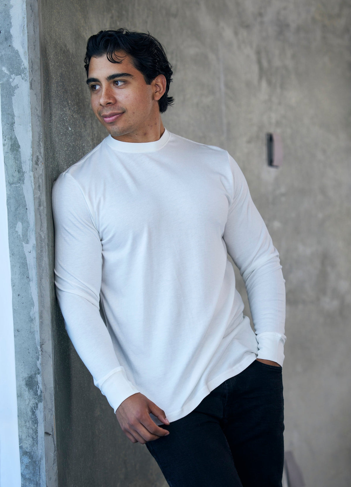 T-shirt à manches longues en viscose de bambou/coton biologique pour homme
