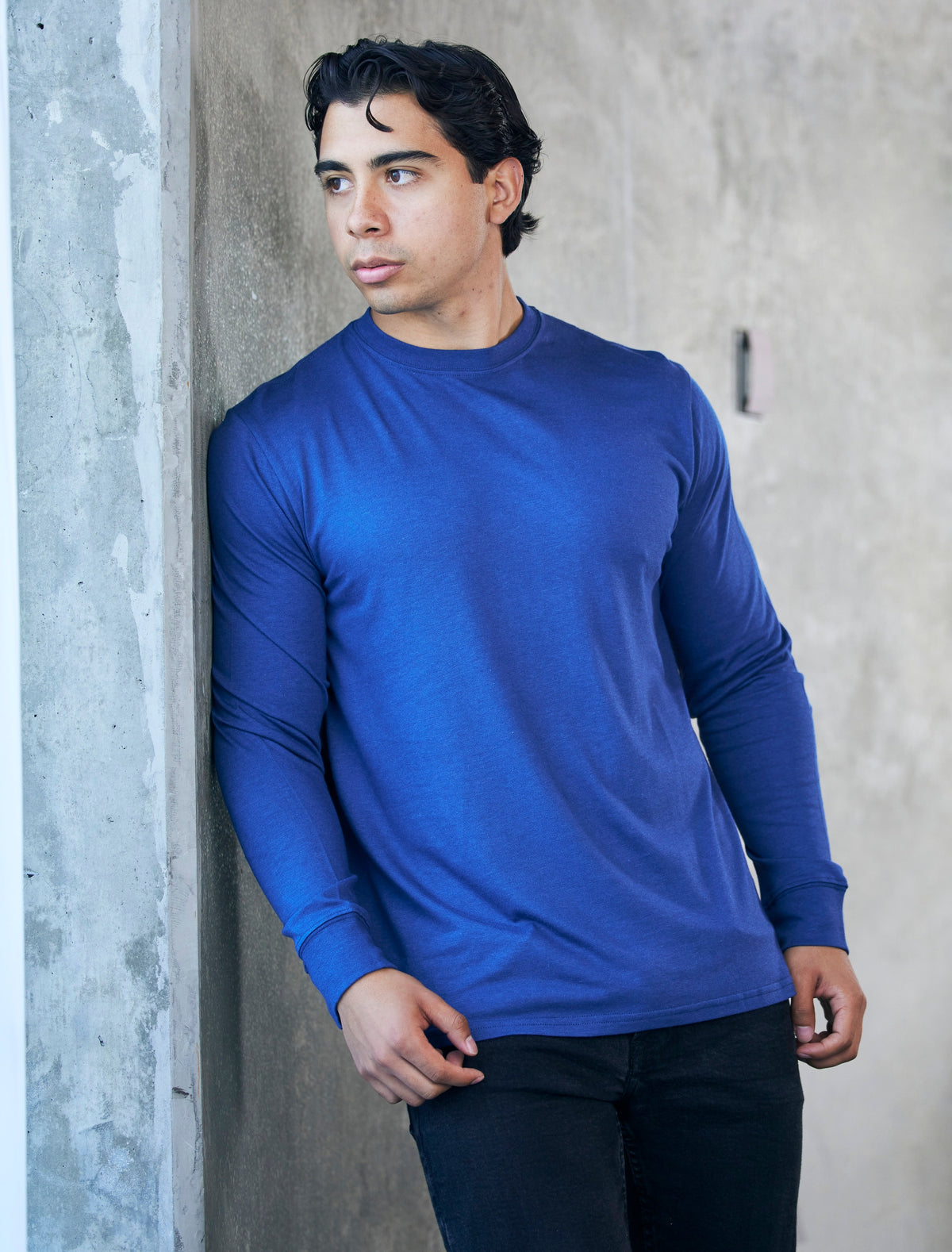 T-shirt à manches longues en viscose de bambou/coton biologique pour homme