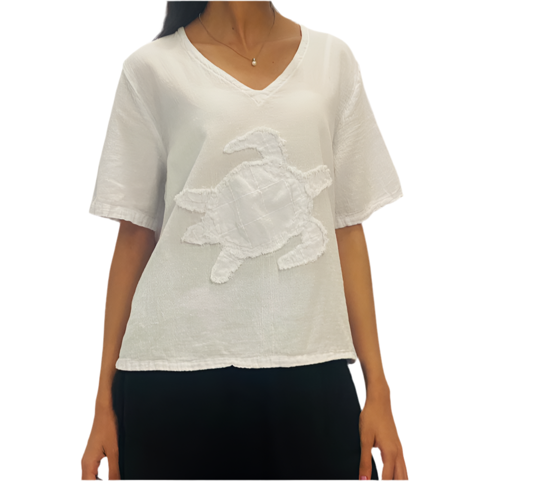 Women's Cotton Gauze Turtle Design Top