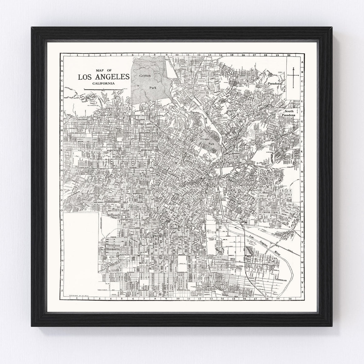 Carte ancienne de Los Angeles, Californie 1929