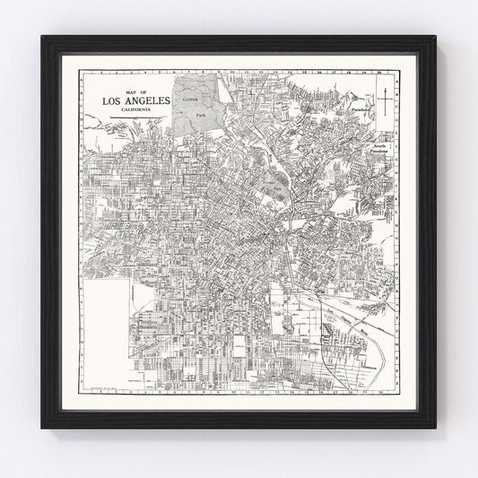 Carte ancienne de Los Angeles, Californie 1929