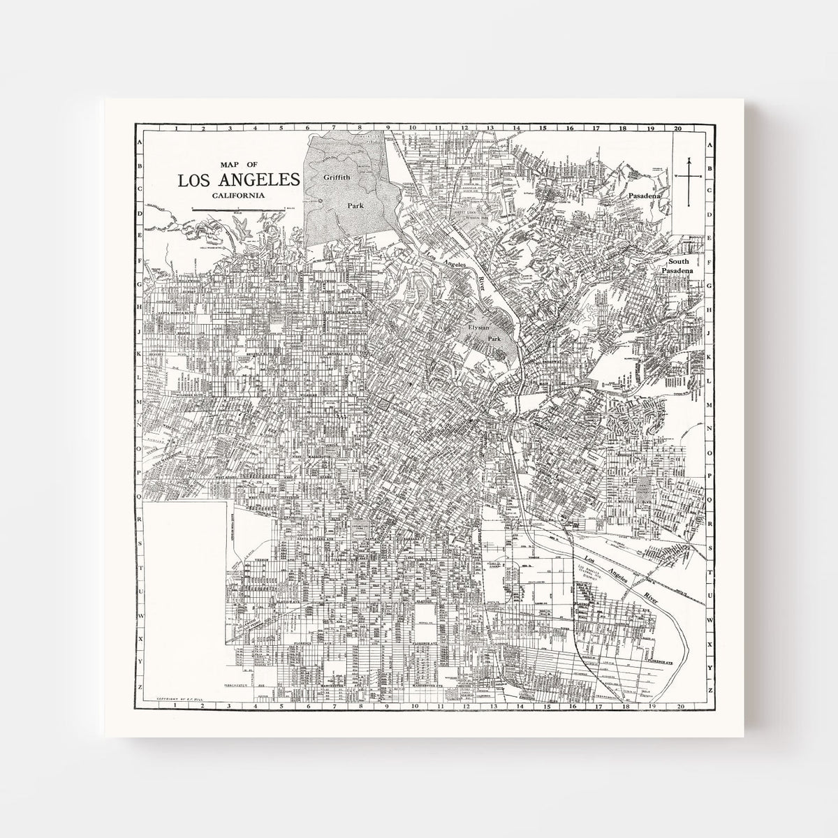Carte ancienne de Los Angeles, Californie 1929