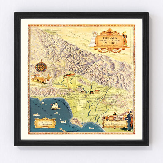 Carte ancienne du comté de Los Angeles, Californie 1937