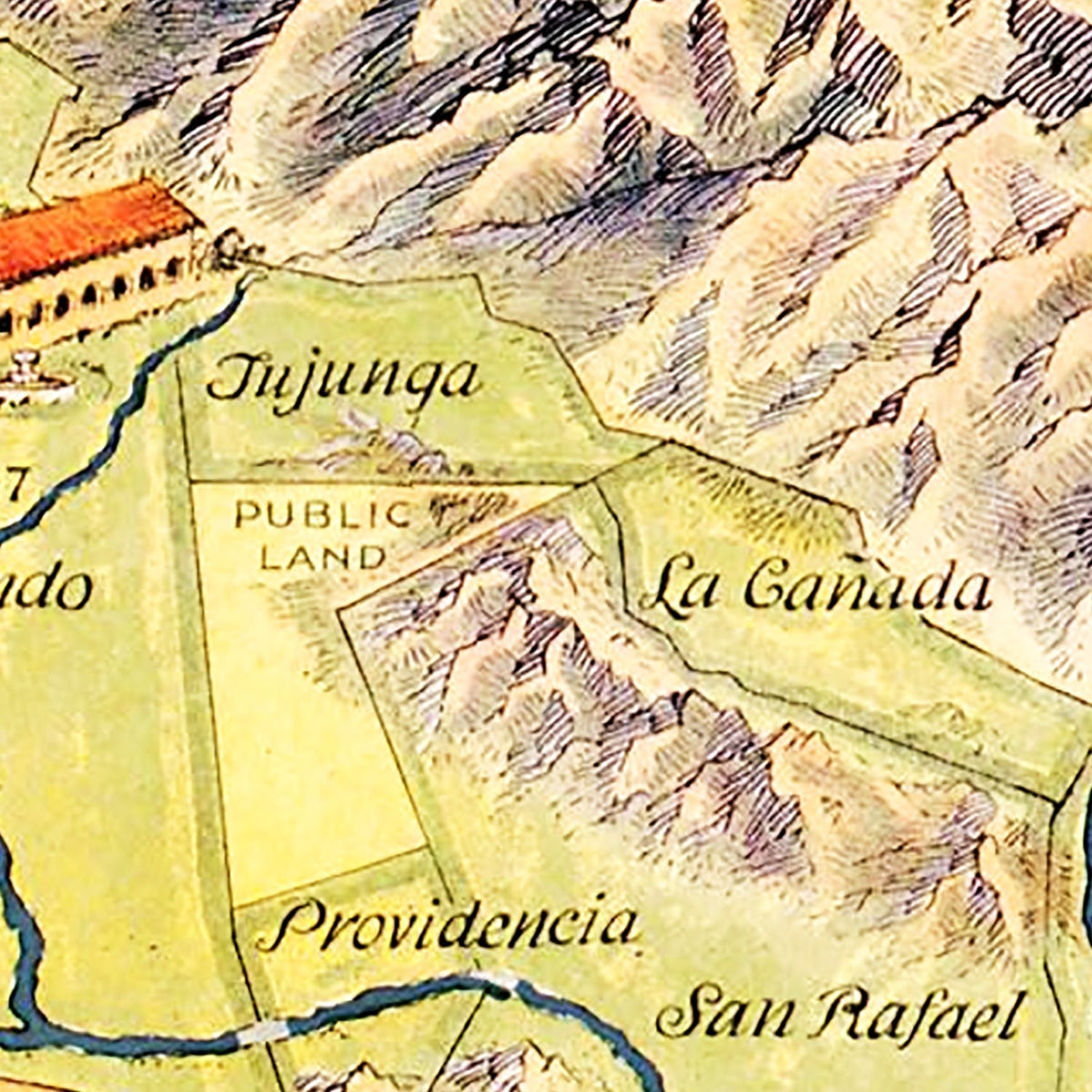 Vintage Map of Los Angeles County, California 1937