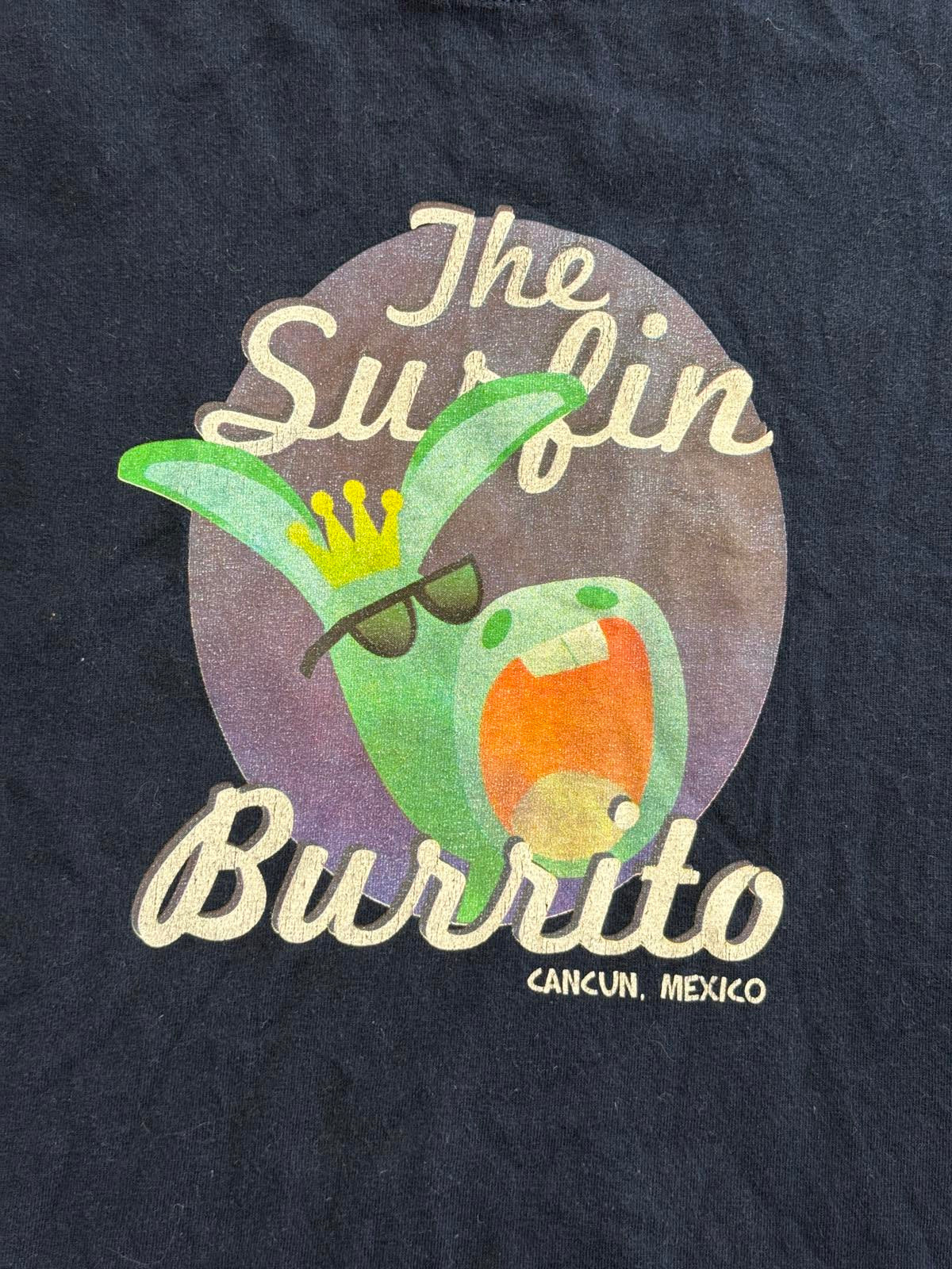The Surfin Burrito T-shirt Cancun Mexico Surf Donkey Tee - L