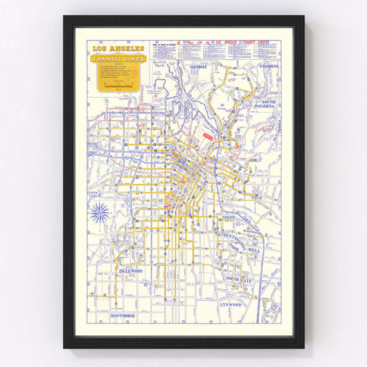 Carte ancienne de Los Angeles, Californie 1946