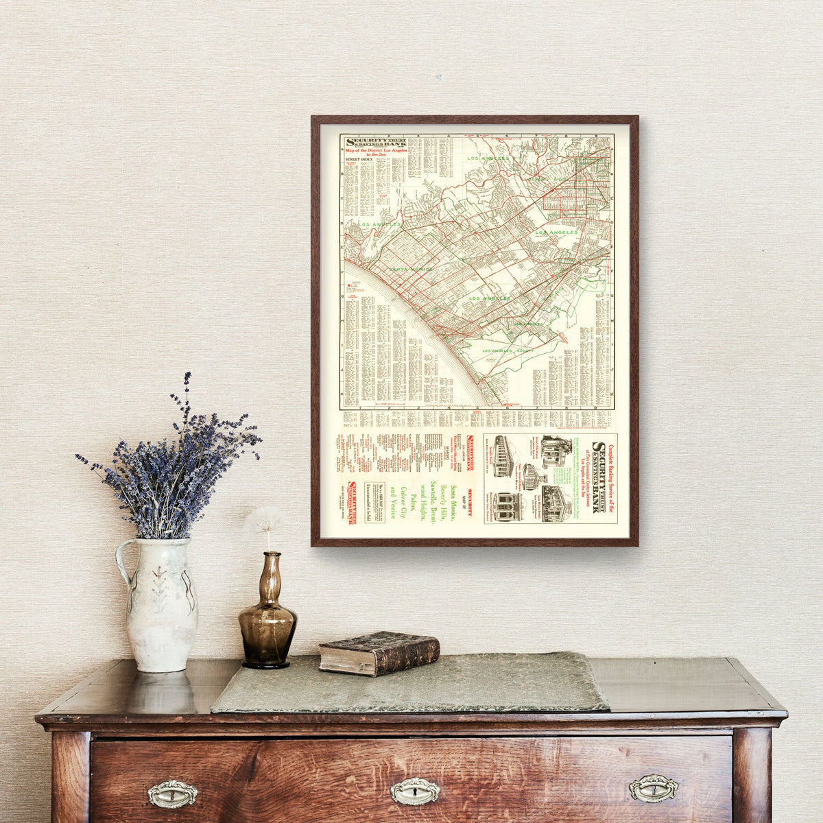Vintage Map of Los Angeles, California 1926