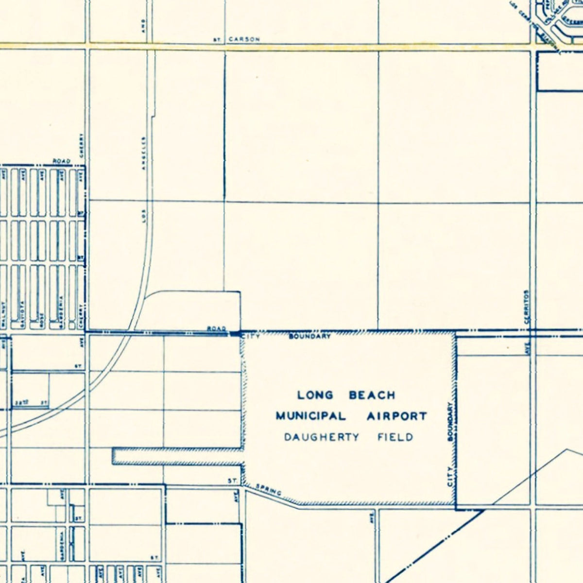 Carte vintage de Long Beach, Californie, 1935