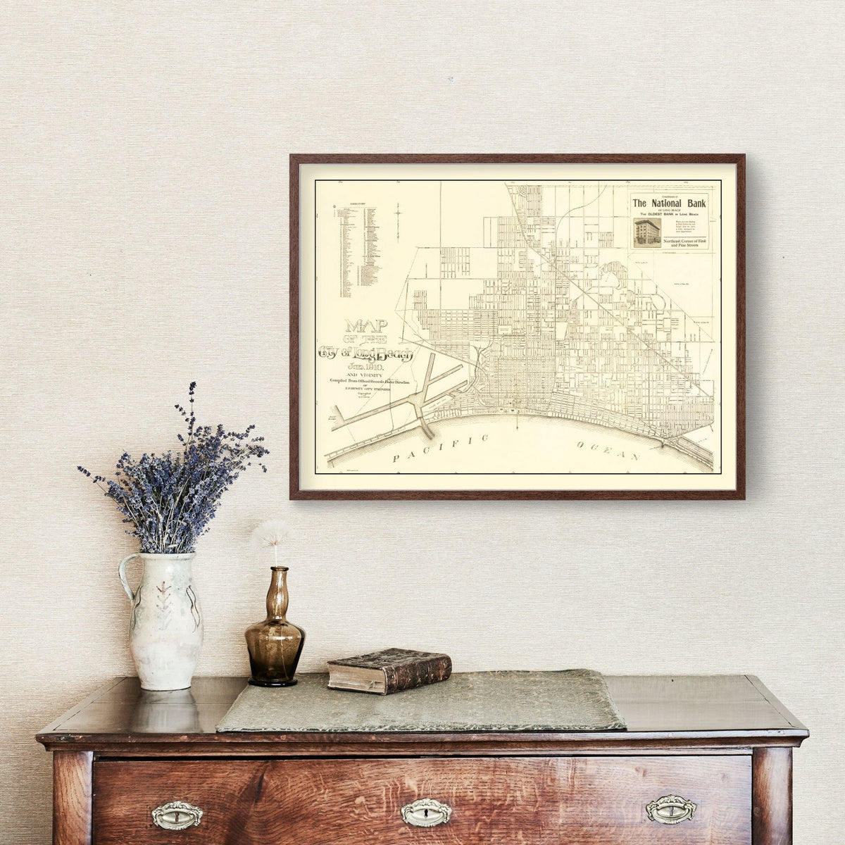 Vintage Map of Long Beach, California 1910