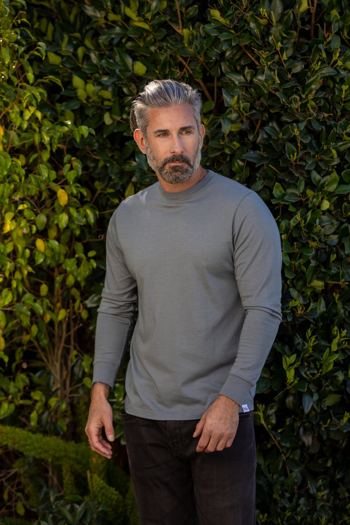 T-shirt à manches longues en viscose de bambou/coton biologique pour homme