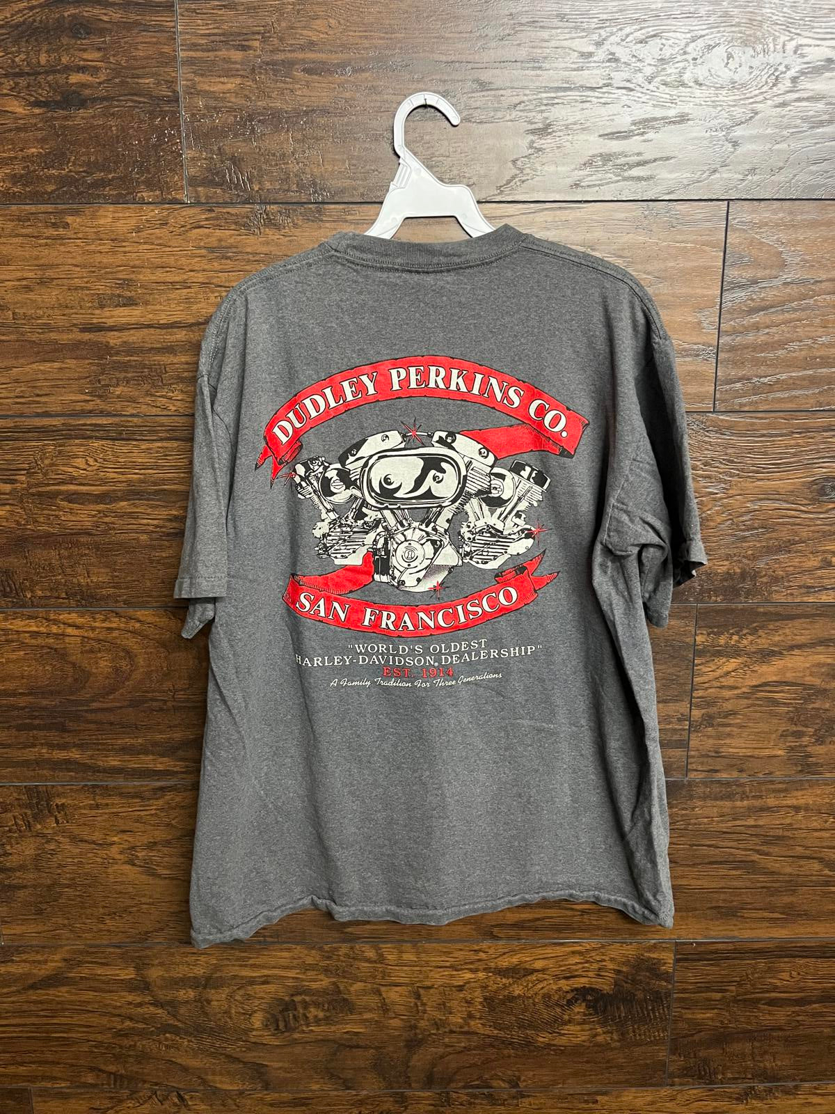 Harley Davidson T-shirt Engine Dudley Perkins San Francisco