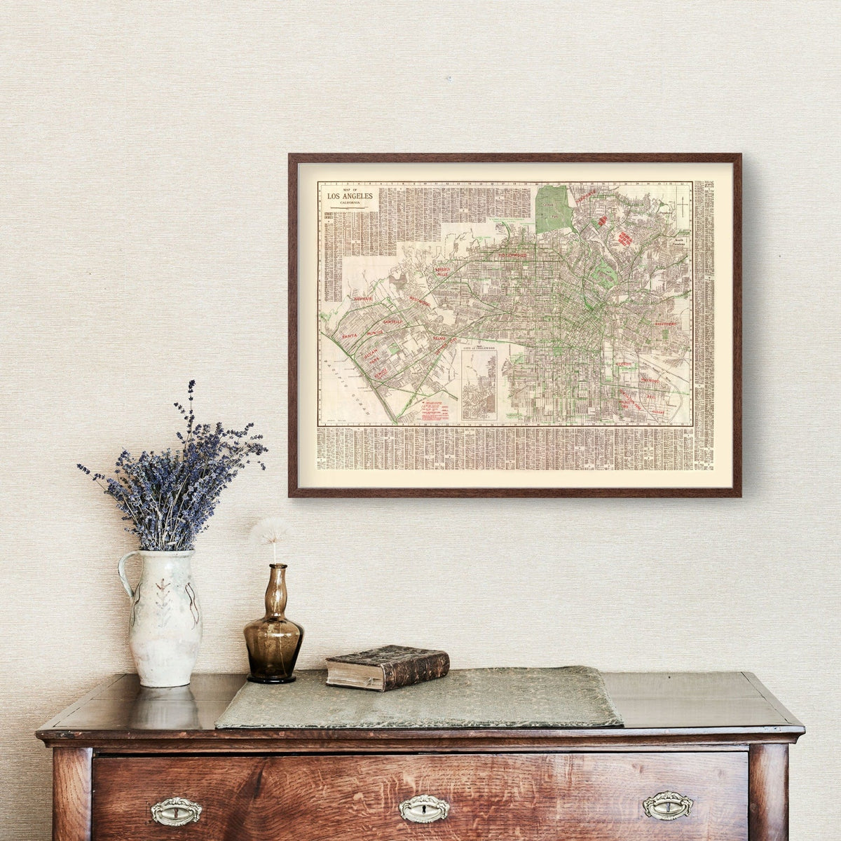 Carte ancienne de Los Angeles, Californie 1928