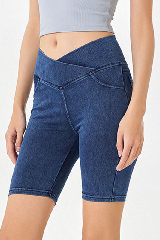 Short en jean asymétrique Basic Bae avec poches