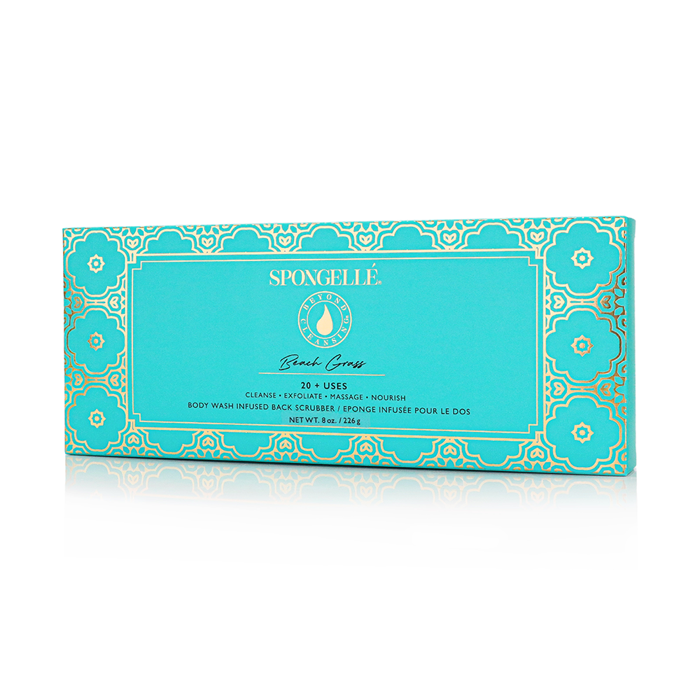 Éponge exfoliante pour le dos infusée au gel douche Herbe de plage