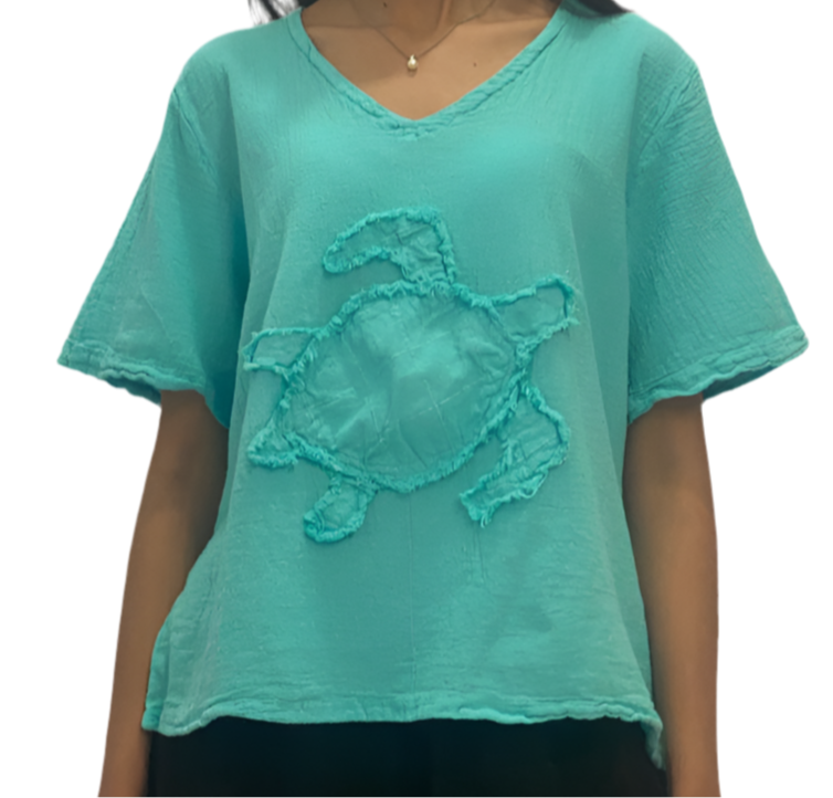 Women's Cotton Gauze Turtle Design Top