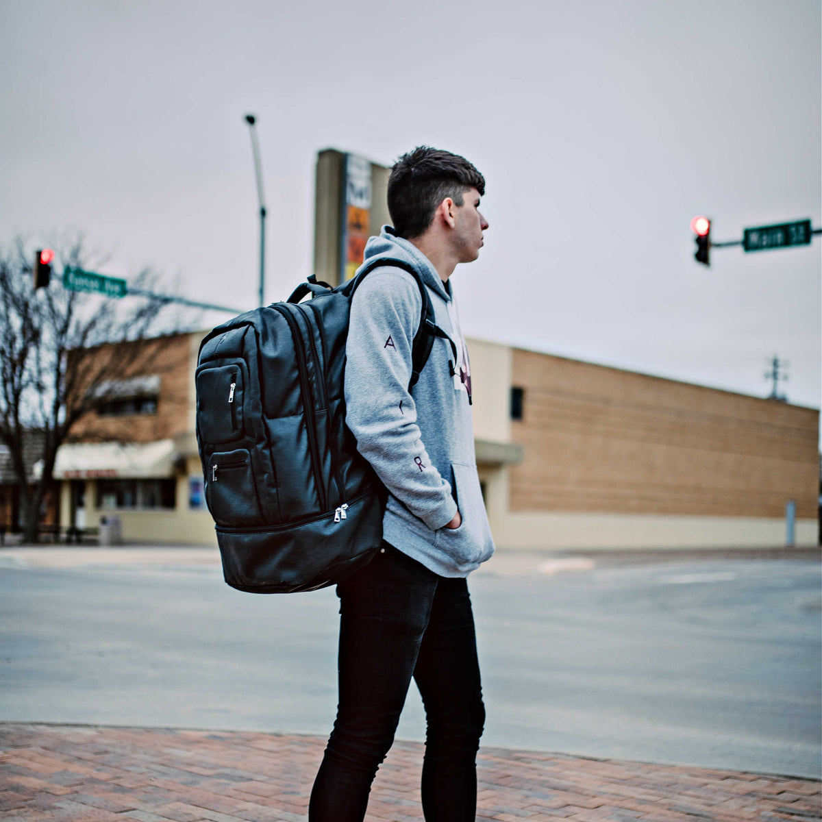 Leather Carry-On Travel Backpack with Laptop Pocket