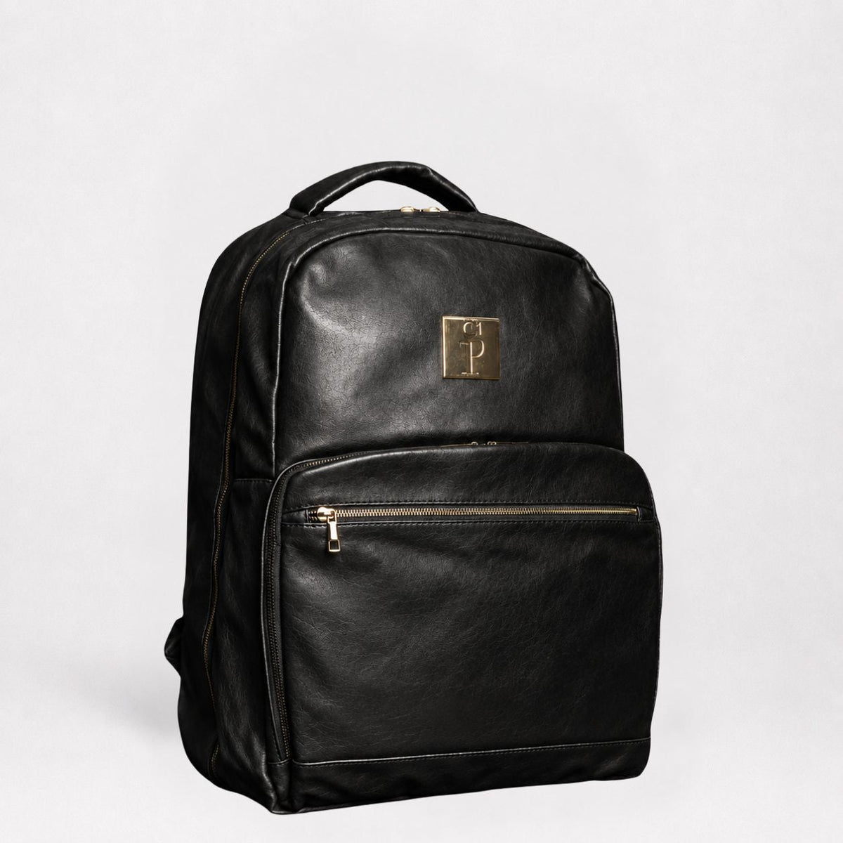 Black Leather XL Commuter Backpack with Shoe Storage