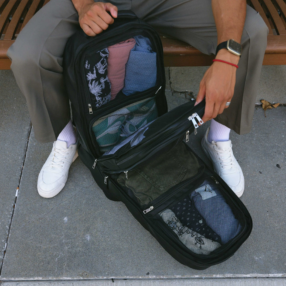 Leather Carry-On Travel Backpack with Laptop Pocket