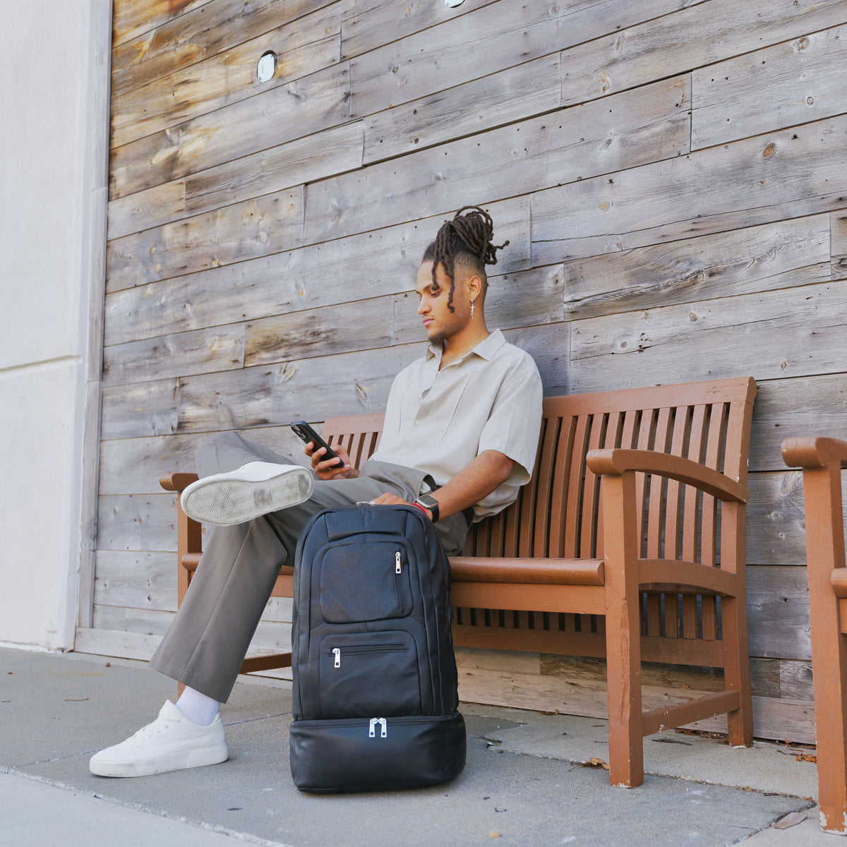 Leather Carry-On Travel Backpack with Laptop Pocket