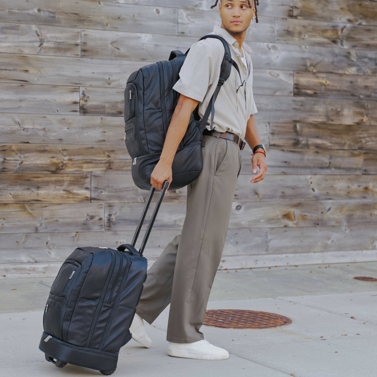 Black Leather Patented Carry-on Bag (XL Design) (Only 300 Made)