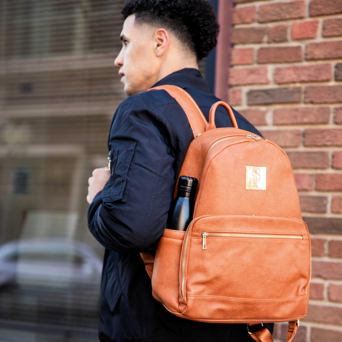 Brown Leather Carrier Laptop Backpack
