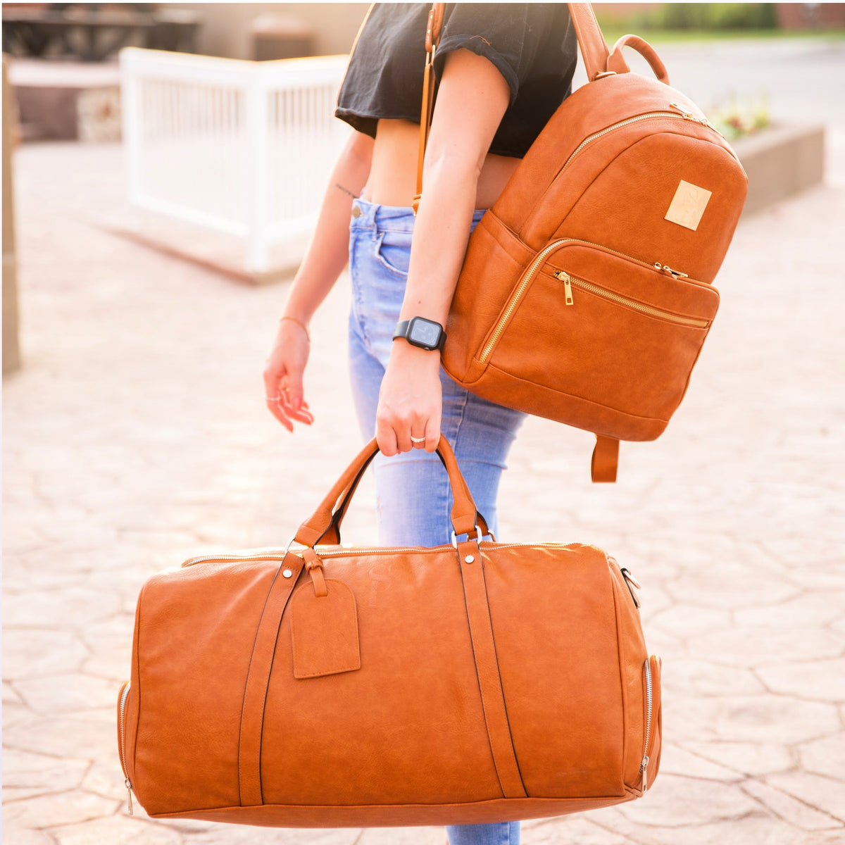 Brown Leather Carrier Laptop Backpack