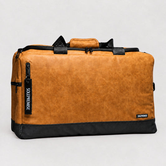 Sac de sport en cuir marron pour baskets