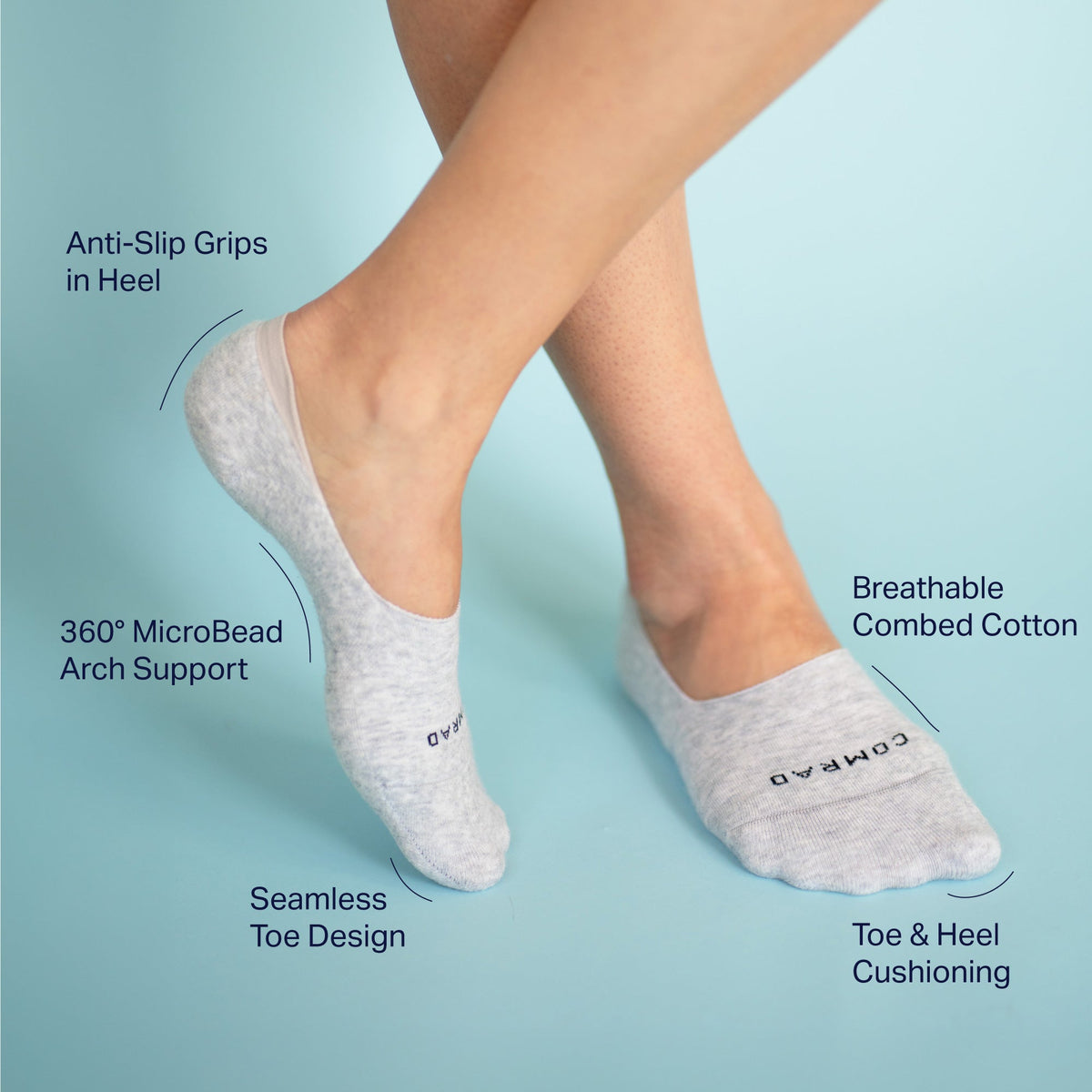 Chaussettes invisibles en coton peigné - lot de 3