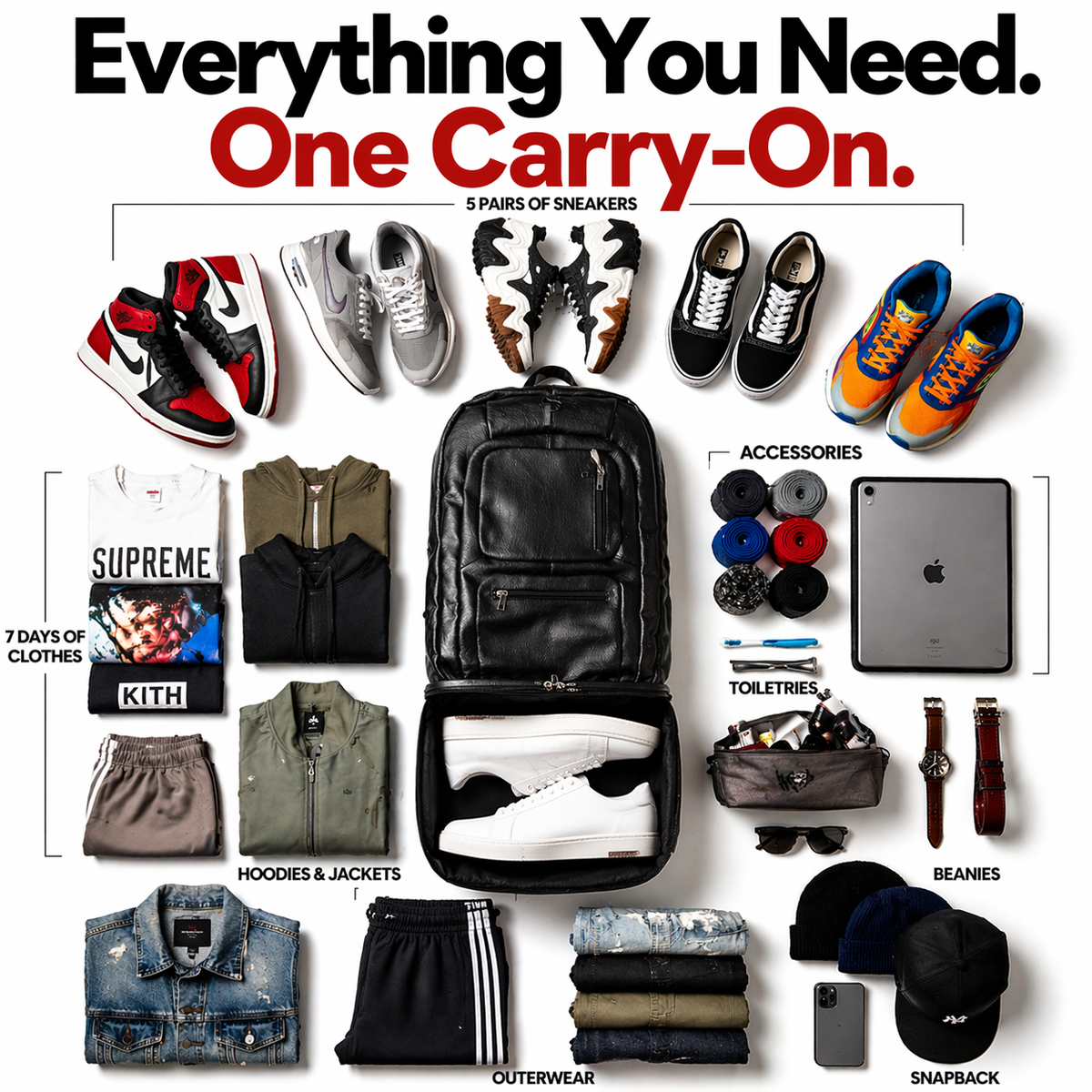Leather Carry-On Travel Backpack with Laptop Pocket