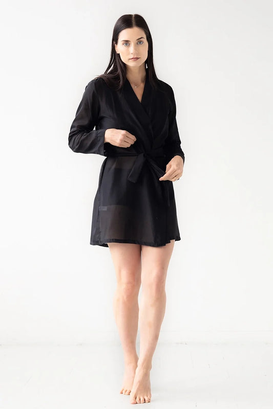 Robe courte classique en coton/soie 33"