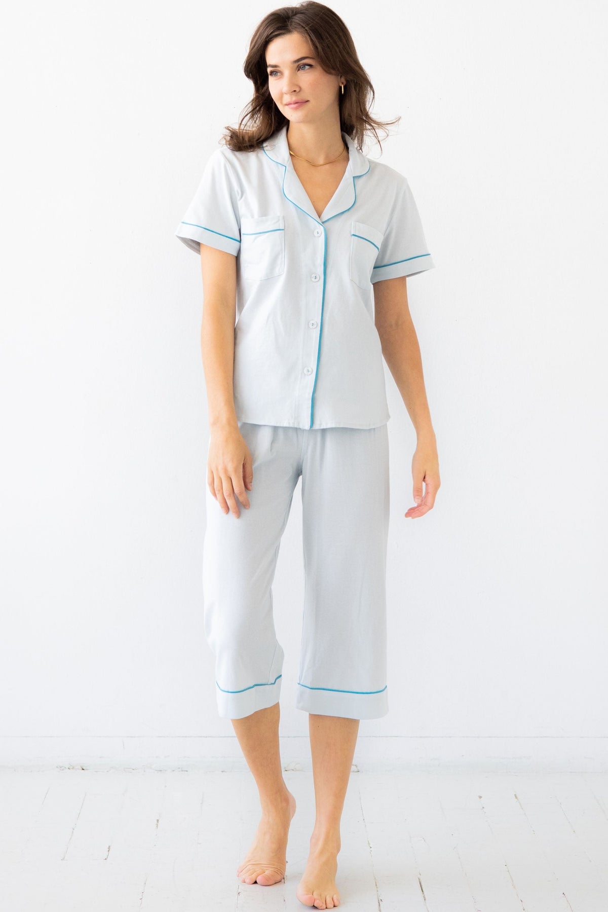 Classic Luxury Capri Pajamas in  Brushed Pima Cotton