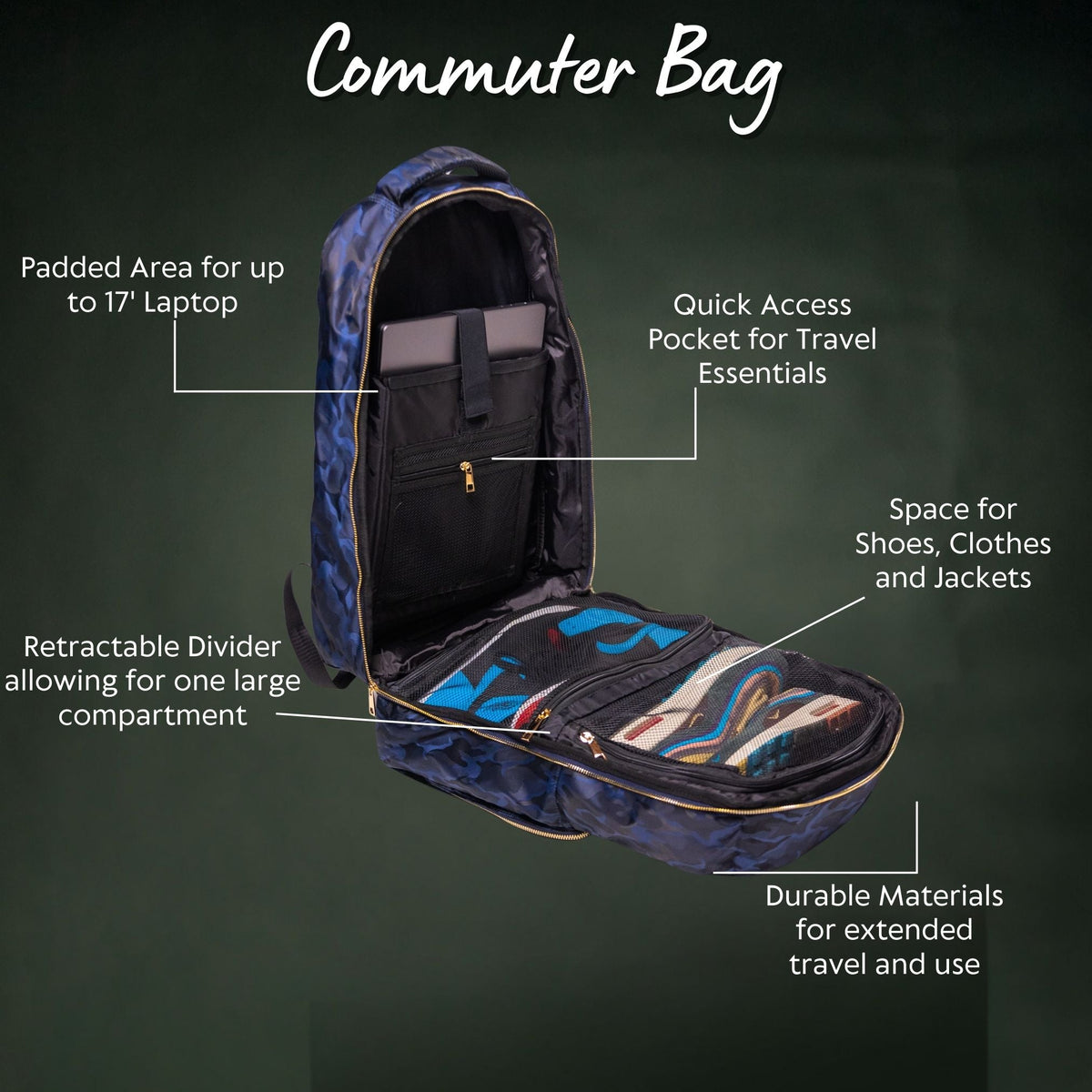 Black Leather XL Commuter Backpack with Shoe Storage