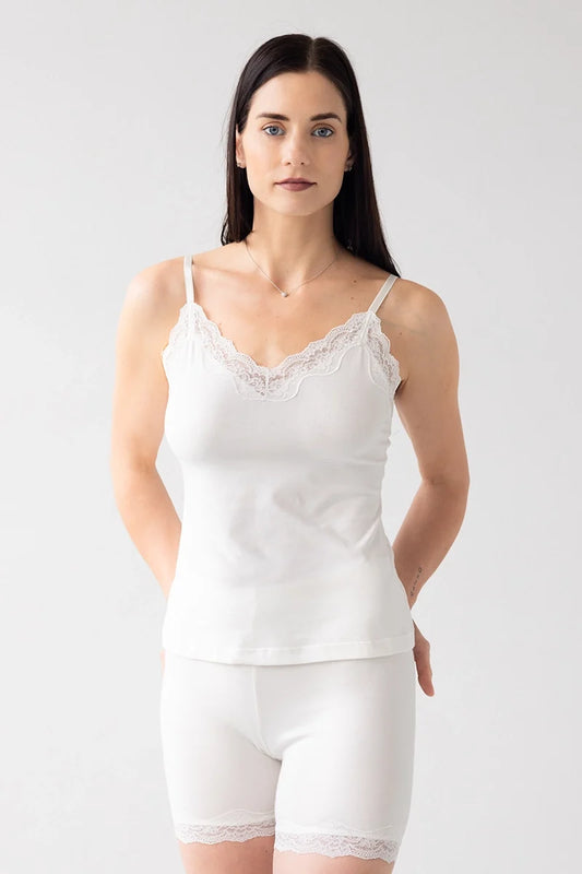Caraco en coton avec bordure en dentelle
