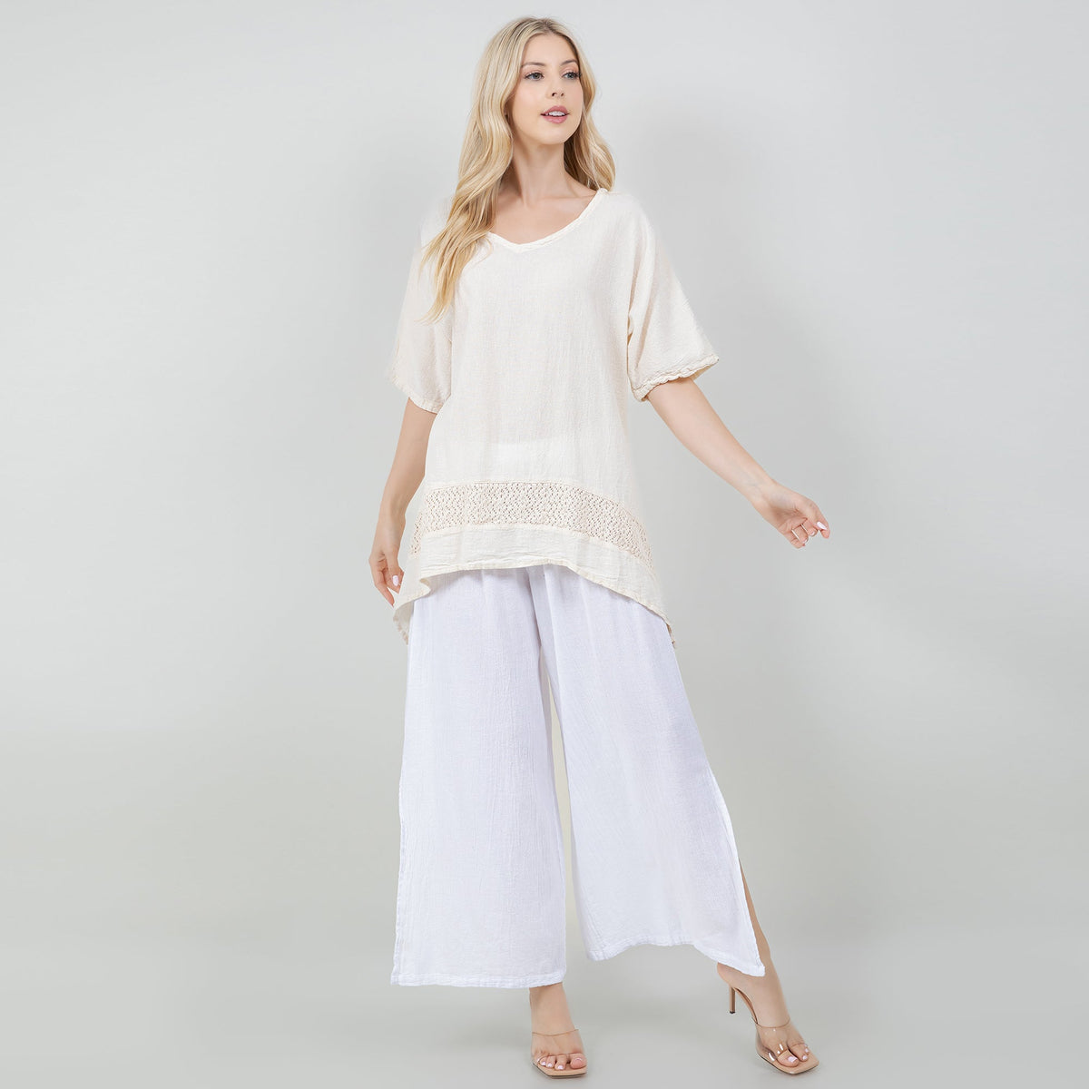 Cynthia Women's Cotton Gauze Lace-Detail Tunic