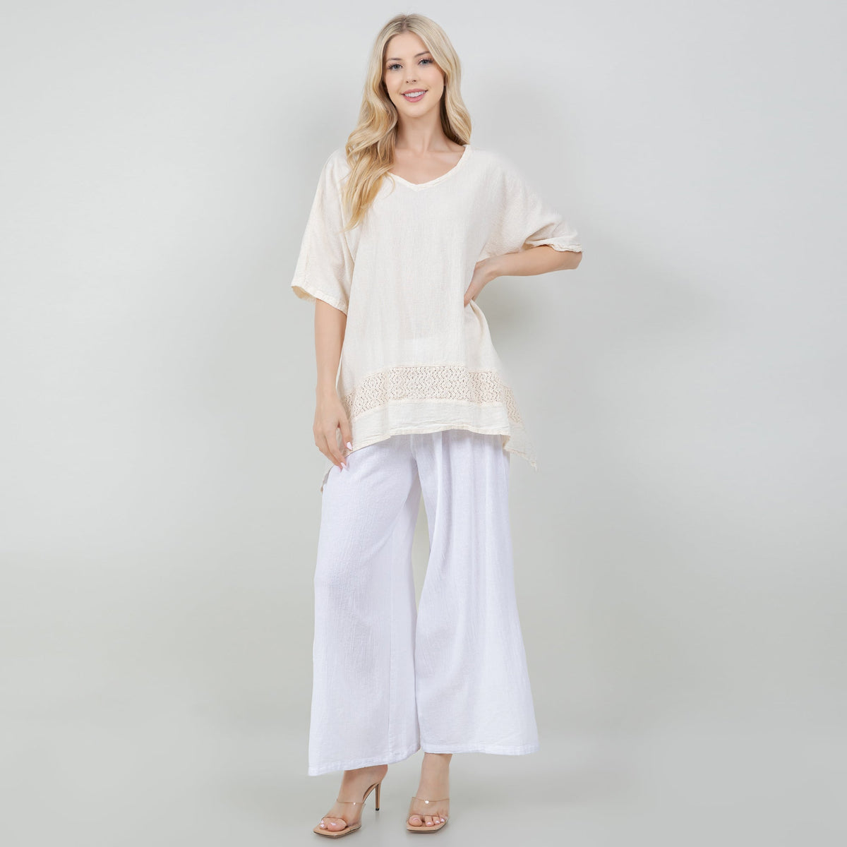 Cynthia Women's Cotton Gauze Lace-Detail Tunic