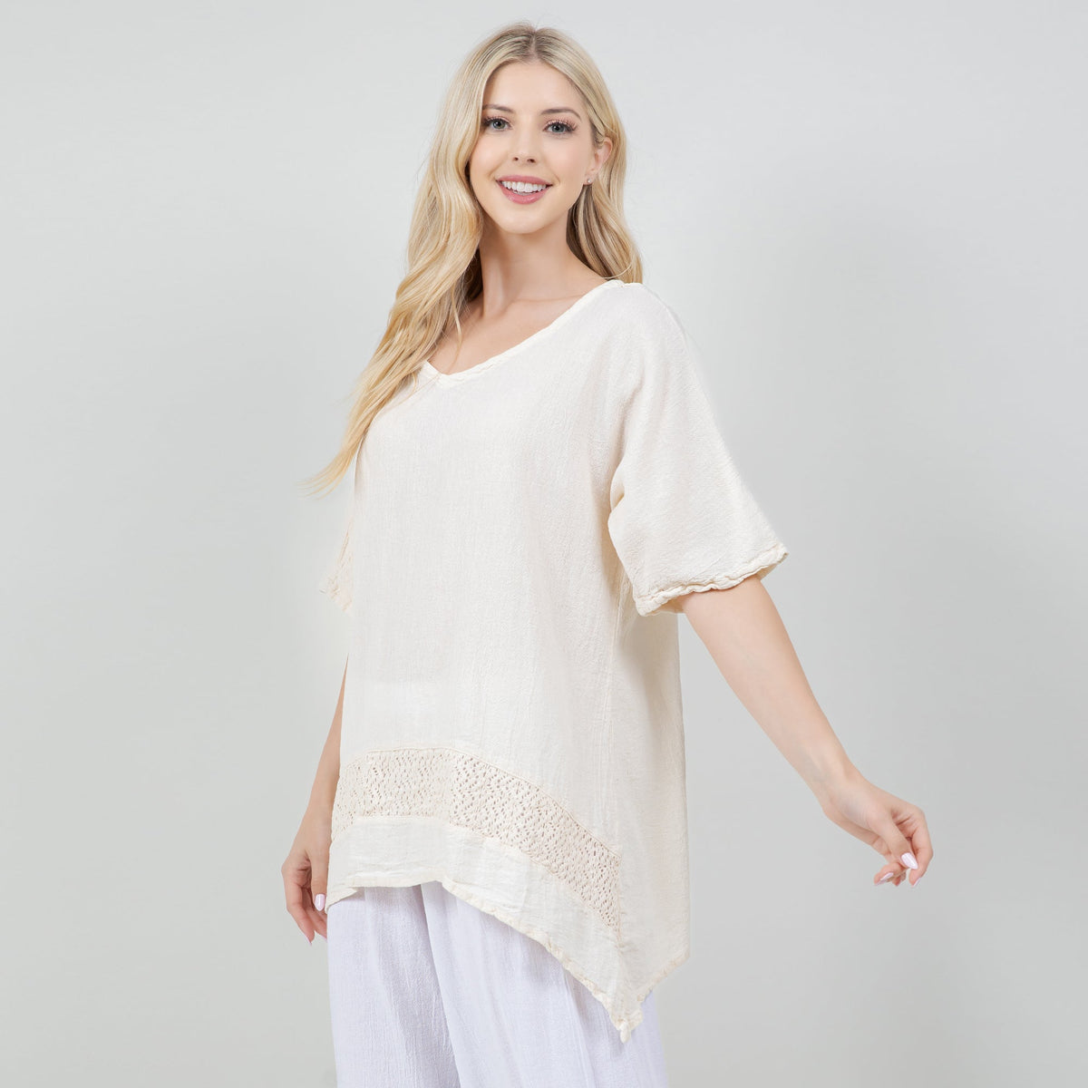 Cynthia Women's Cotton Gauze Lace-Detail Tunic